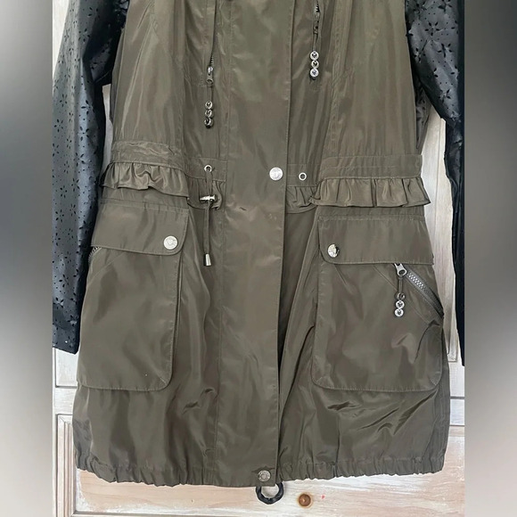 Betsy Johnson hooded parka -faux leather sleeves - Picture 7 of 9